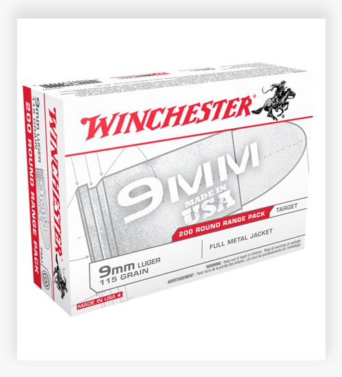 Winchester USA HANDGUN 9mm Luger 115 grain Full Centerfire Pistol Ammunition