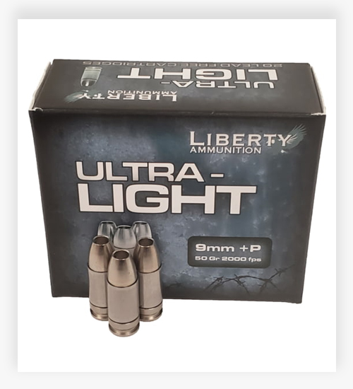 Liberty Ammunition Ultra-Lights 9mm +P Grain HPC Pistol Ammo