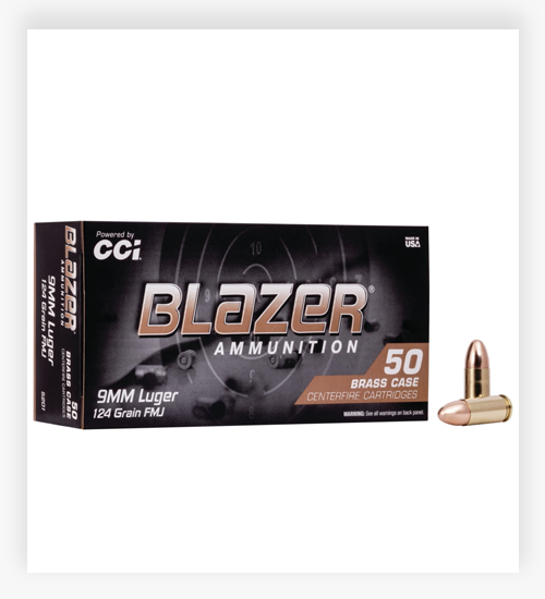 CCI Ammunition Blazer Brass 9mm Luger 124 Grain FMJ Ammo