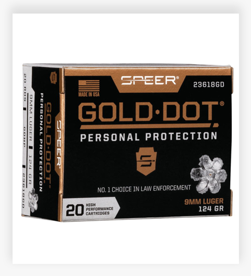 Speer Gold Dot 9mm Luger 124 grain Pistol Ammunition 9mm Ammo