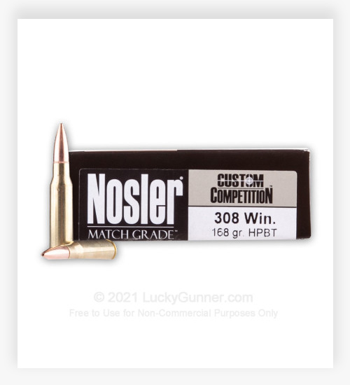 Nosler Match Grade 308 Winchester 168 Grain HPBT 