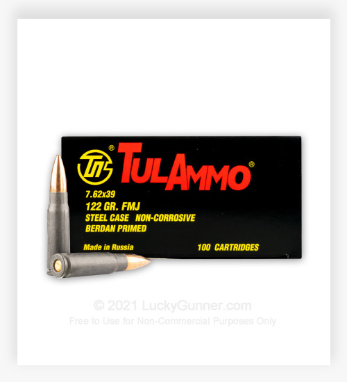 Tula Cartridge Works 7.62x39 Ammo 122 Grain FMJ