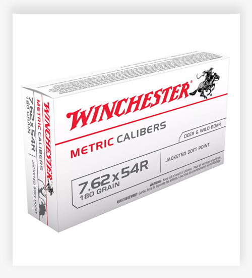 Winchester Metric Caliber 7.62x54R 180 Grain Jacketed Soft Point Ammo