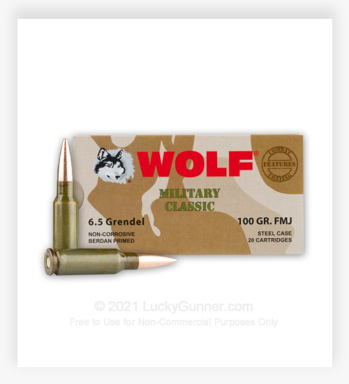 Wolf Military Classic 6.5 Grendel Ammo 100 GR FMJ