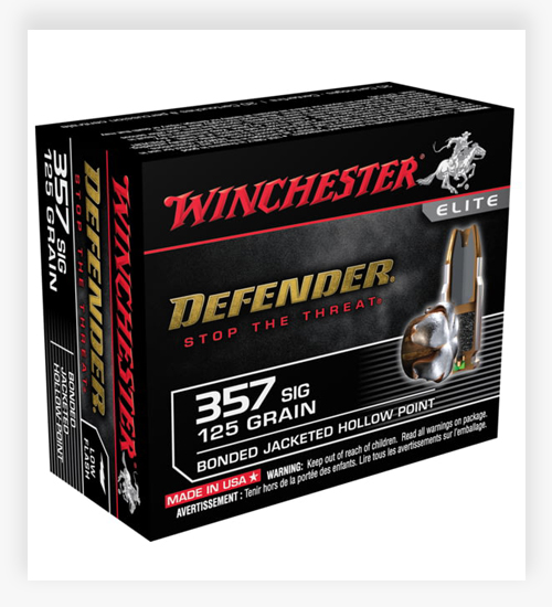 Winchester DEFENDER HANDGUN 125 GR Bonded JHP 357 Sig Ammo