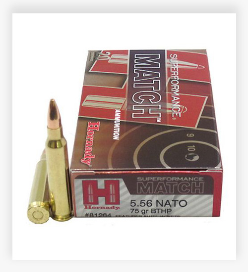 Hornady Superformance 5.56x45mm NATO 75 Grain Boat-Tail Hollow Point Match Ammo