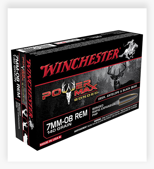 Winchester POWER MAX BONDED 140 GR Protected Hollow Point 7mm-08 Rem Ammo