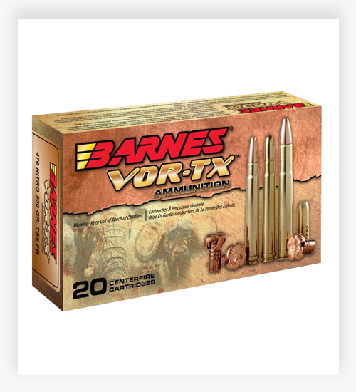 Barnes Vor-Tx Safari Centerfire 500gr TSX FB Rifle Cartridges 458 SOCOM Ammo