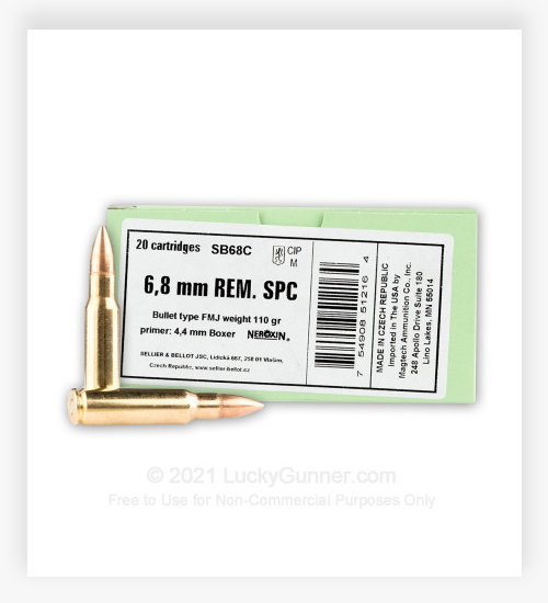 Sellier & Bellot 6.8 Remington SPC Ammo 110 GR FMJ