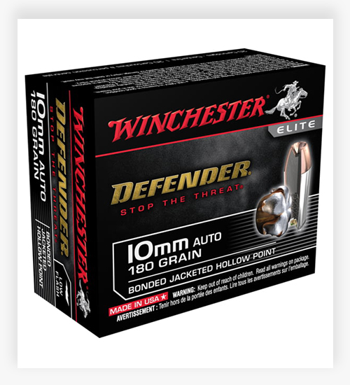 Winchester DEFENDER Auto 180 GR Bonded Jacketed Hollow Point 10mm Ammo