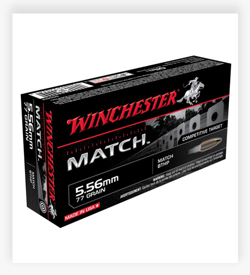 Winchester MATCH 5.56x45mm NATO 77 GR Boat Tail Hollow Point Ammo