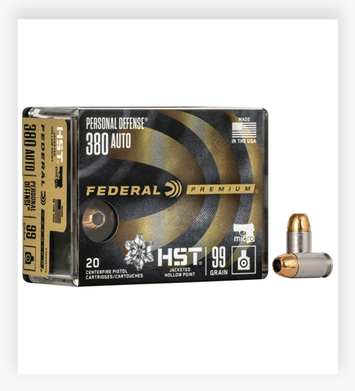 Federal Premium Centerfire Handgun Ammunition .380 ACP 99 GR HST JHP Ammo