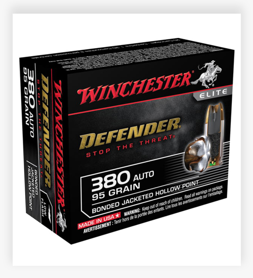 Winchester DEFENDER HANDGUN .380 ACP 95 GR Bonded JHP Ammo