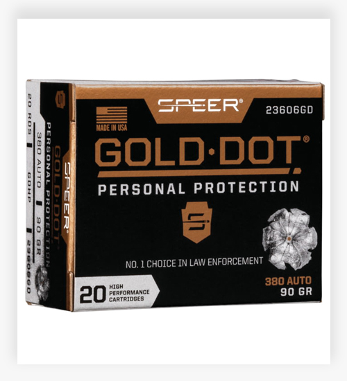 Speer Gold Dot .380 ACP 90 GR Gold Dot Hollow Point Ammo