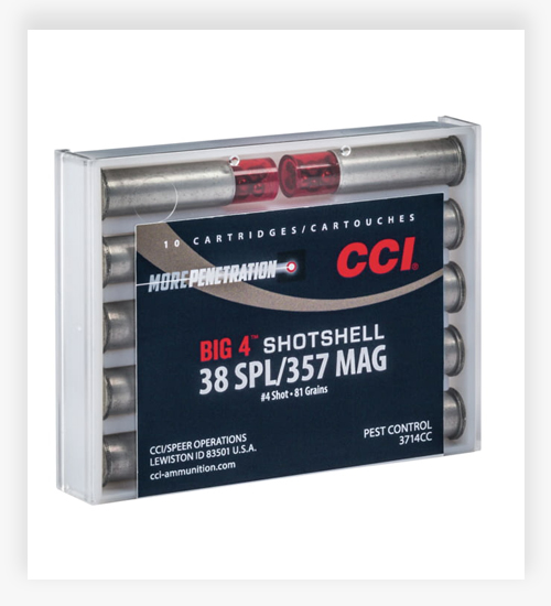 CCI Ammunition Pest Control Big 4 Shotshell .357 Magnum/ .38 Special 84 GR Shotshell 357 Magnum Ammo