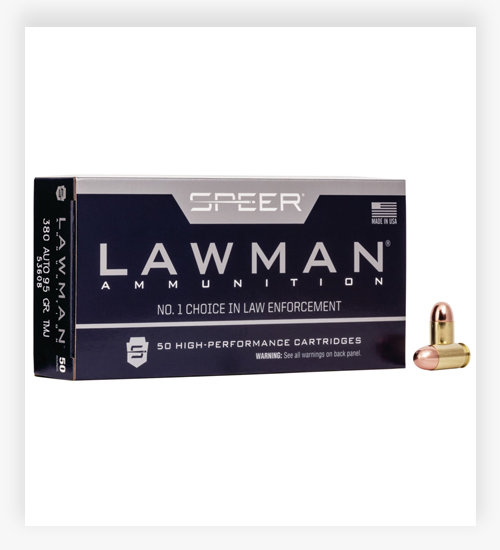 Speer Lawman Handgun Training .380 ACP 95 GR TMJ Ammo