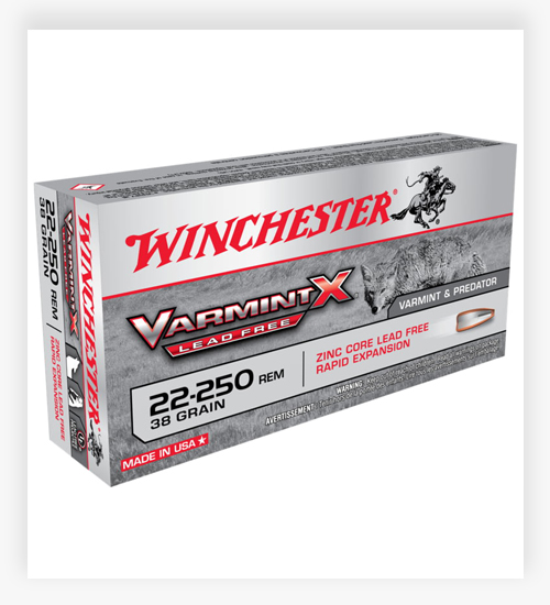 Winchester VARMINT X RIFLE LEAD FREE 38 GR Zink Core Hollow Point .22-250 Remington Ammo