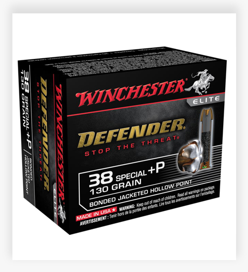 Winchester DEFENDER HANDGUN 130 GR Bonded JHP .38 Special +P Ammo