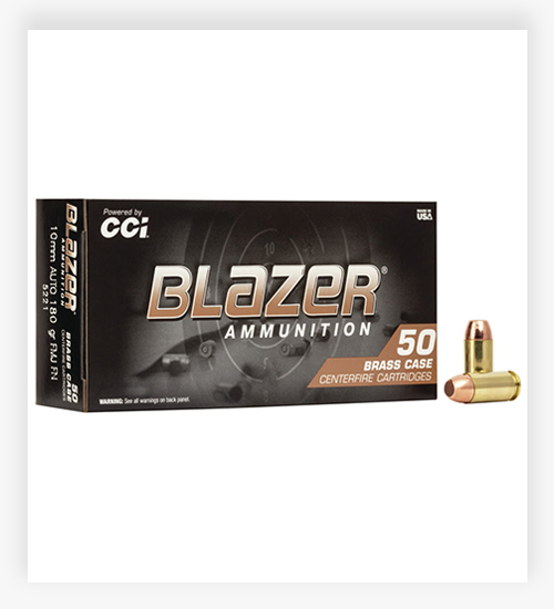 CCI Ammunition Blazer Brass 10mm Ammo 180 grain Full Metal Jacket