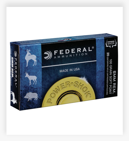 Federal Premium Power-Shok 6mm Remington 100 grain Jacketed Soft Point Ammo