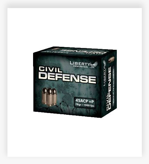 Liberty Ammunition Civil Defense .45 ACP +P 78 GR Hollow Point Ammo