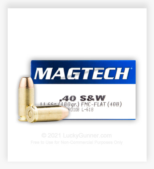 Magtech 40 S&W Ammo 180 Grain FMJ Flat