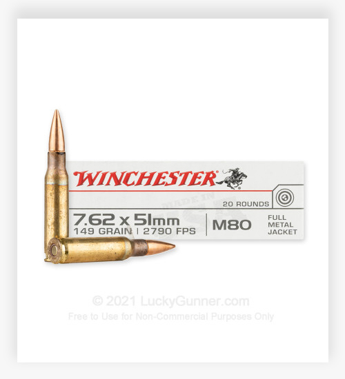 Winchester 7.62x51 Winchester 149 Grain FMJ M80 