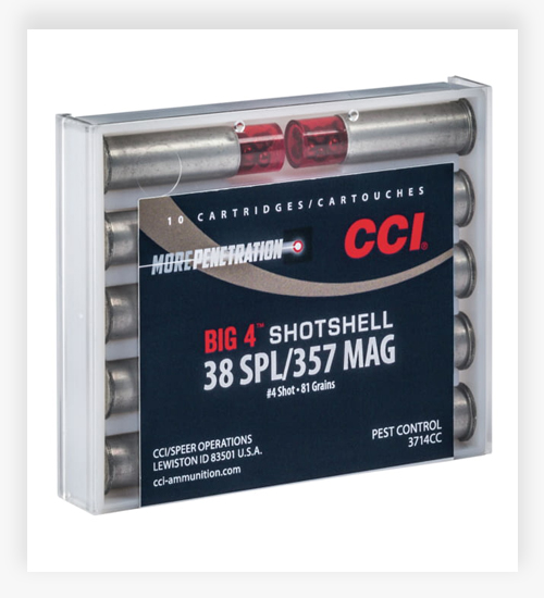 CCI Ammunition Pest Control Big 4 Shotshell .357 Magnum/ .38 Special 84 GR Shotshell Ammo