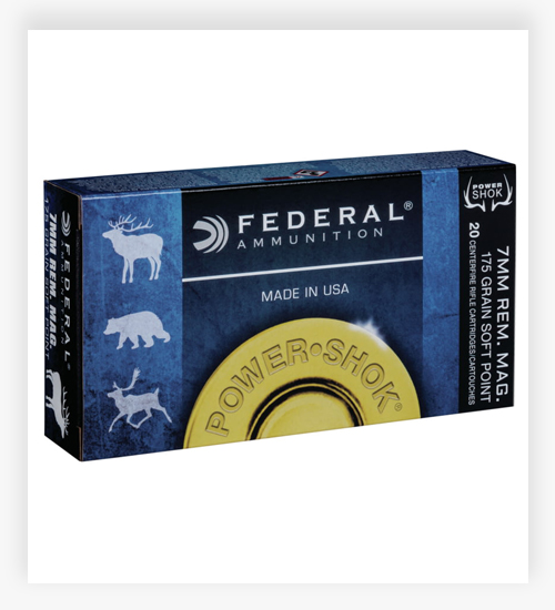 Federal Premium Power-Shok 175 GR Jacketed Soft Point 7mm Rem Magnum Ammo