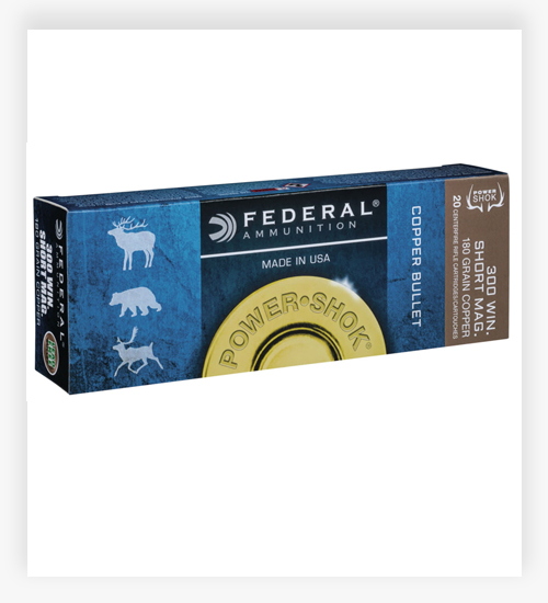 Federal Premium Power-Shok 180 Grain Copper Hollow Point 300 Winchester Short Magnum Ammo