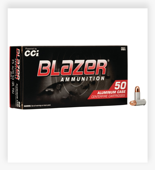 CCI Ammunition Blazer Aluminum .25 ACP 50 GR FMJ Ammo