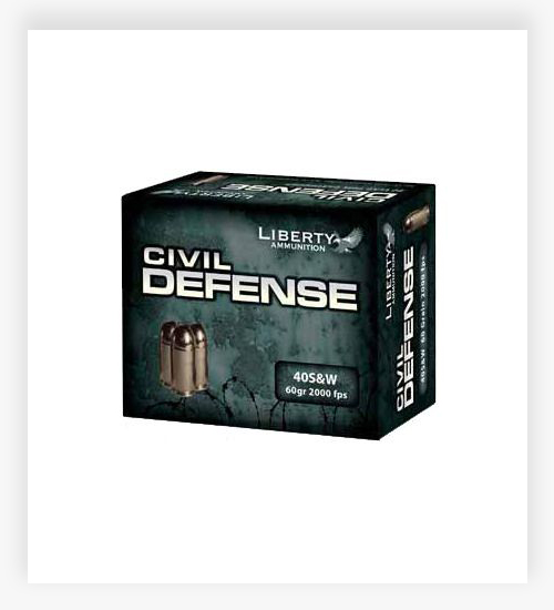 Liberty Ammunition Civil Defense 60 GR Hollow Point 40 S&W Ammo