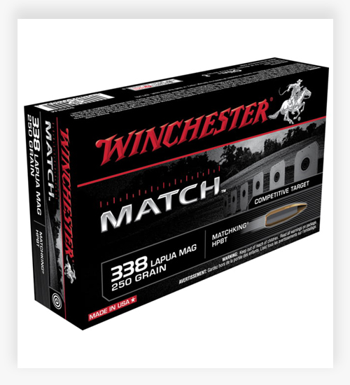 Winchester MATCH 250 GR BTHP 338 Lapua Magnum Ammo