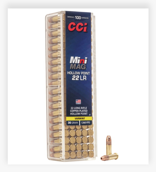 CCI Ammunition Mini-Mag .22 Long Rifle 36 GR Copper Plated Hollow Point 22 LR Ammo