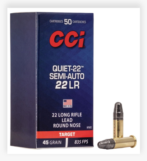 CCI Ammunition Quiet-22 Semi-Auto .22 Long Rifle 45 GR Soft Point 22 LR Ammo
