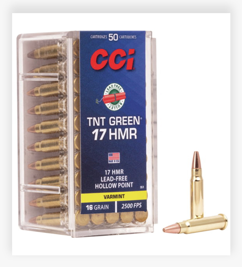 CCI Ammunition TNT Green .17 Hornady Magnum Rimfire 16 GR Speer Hollow Point 17 HMR Ammo