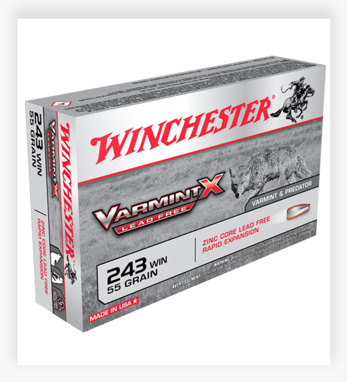 Winchester VARMINT X RIFLE LEAD FREE .243 Winchester 55 GR Zink Core Hollow Point 243 Ammo 