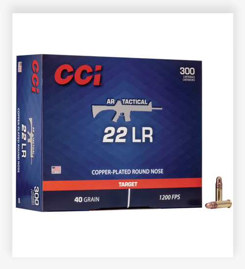 CCI Ammunition AR Tactical .22 LR 40 GR Copper Plated Round Nose 22 LR Ammo