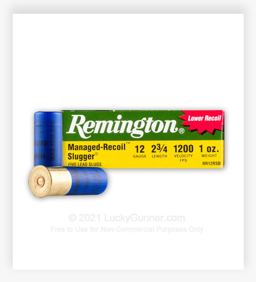 Remington 12 GA Ammo 2-3/4" 1oz Reduced Recoil Rifled Slug