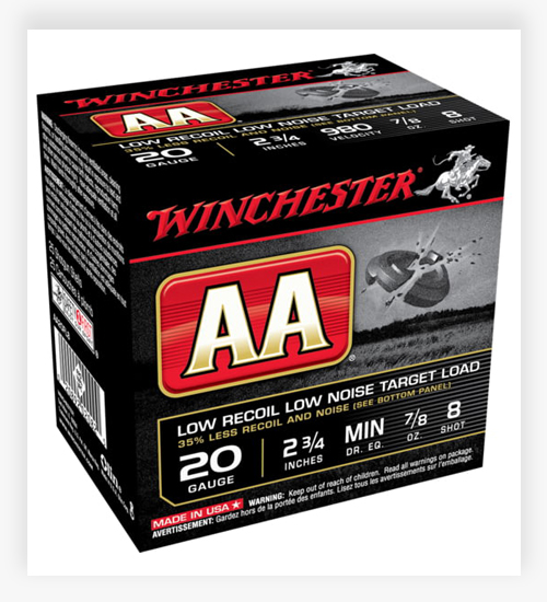 Winchester AA 20 Gauge 7/8 oz 2.75" 980 ft/s 20 Gauge Ammo