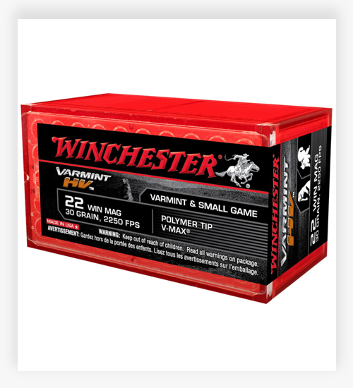 Winchester VARMINT HV .22 Winchester Magnum Rimfire 30 GR Polymer Tip 22 WMR Ammo