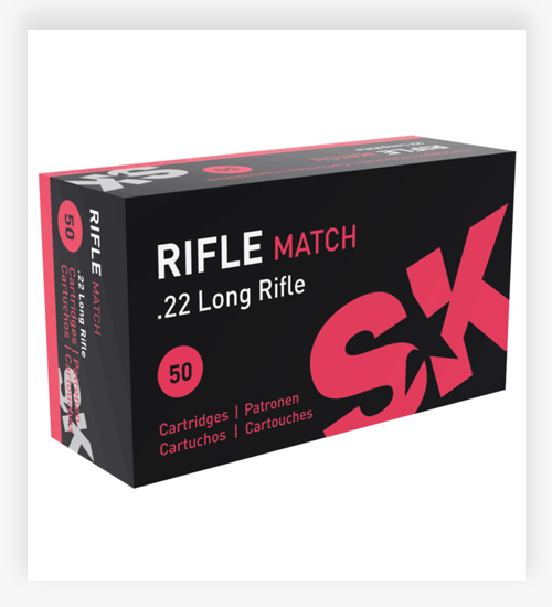 SK Rifle Match .22 Long Rifle 40 GR Lead Round Nose 22 LR Ammo