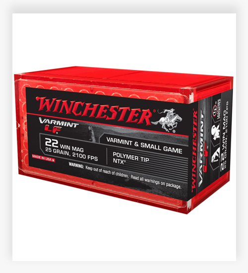 Winchester VARMINT LF .22 Winchester Magnum Rimfire 25 GR NTX Polymer Tip 22 WMR Ammo