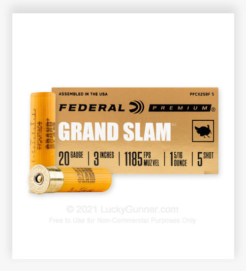 Federal Grand Slam 20 Gauge Ammo 3" 1-5/16oz. #3 Shot