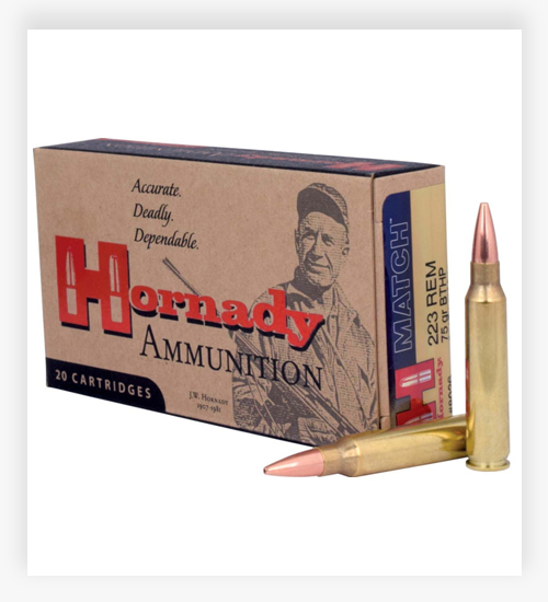 Hornady Match .223 Remington 75 Grain Boat-Tail Hollow Point Match 223 Ammo