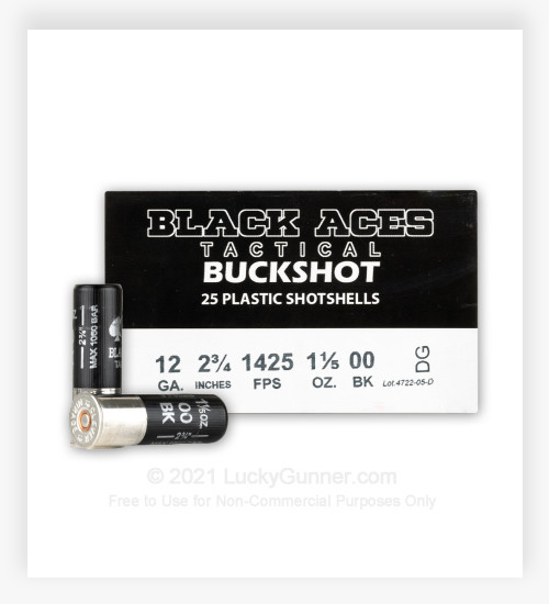 Black Aces Tactical 12 Gauge Ammo 2-3/4" 1-1/5oz. 00 Buckshot
