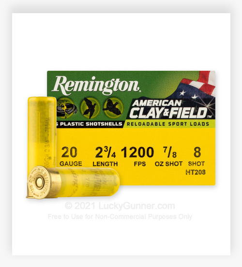 Remington American Clay & Field 20 Gauge Ammo 2-3/4" 7/8oz. #8 Shot