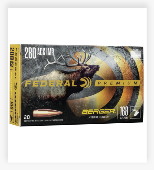 Federal Premium BERGER HYBRID HUNTER 280 280 Remington Ammo Ackley Improved 168 Grain
