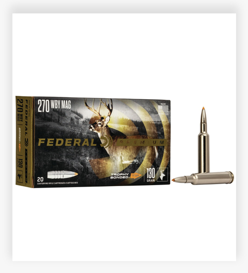 Federal Premium VITAL-SHOK .270 Weatherby Magnum Ammo 130 Grain Trophy Bonded Tip