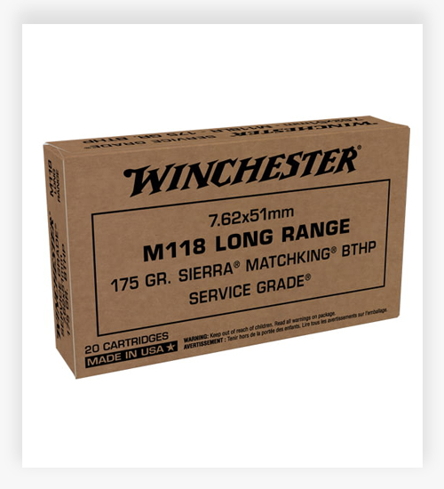 Winchester Service Grade 7.62x51mm NATO Ammo 175 Grain Long Range  